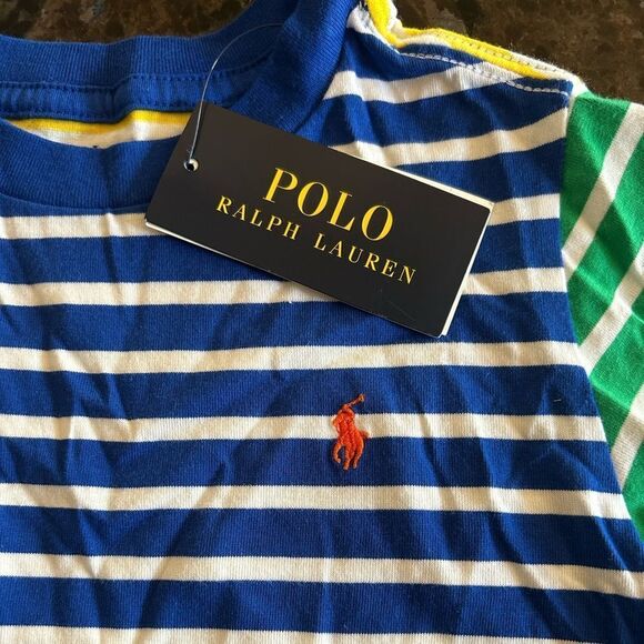 Polo Ralph Lauren Boys Blue Multi Stripe Crew-Neck Short Sleeve T-Shirt - Picture 5 of 6